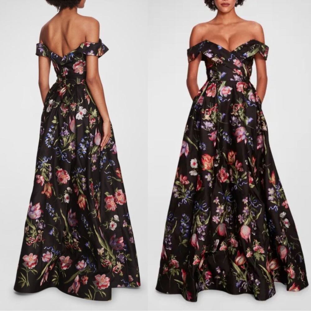 Floral Off-Shoulder Evening Gown